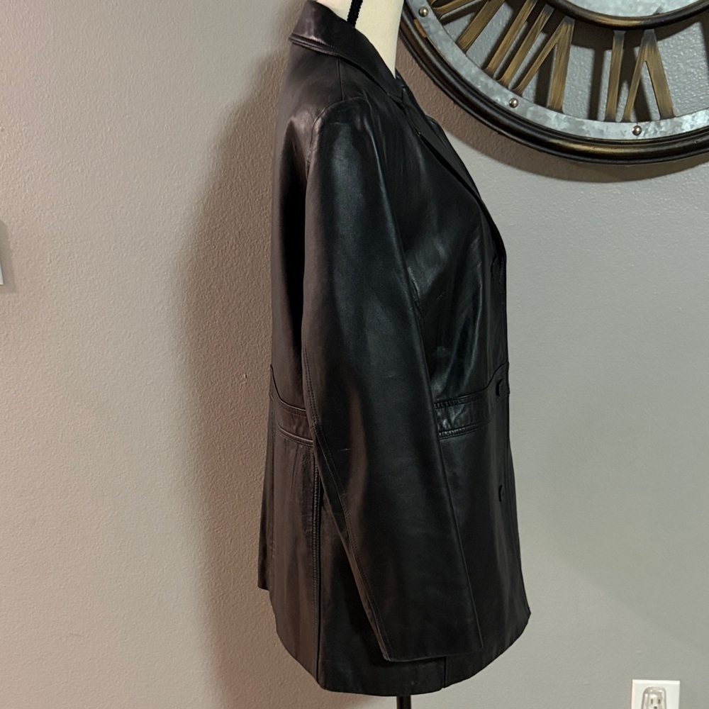 NINE WEST Black Leather Women's Jacket - Picture 5 of 13